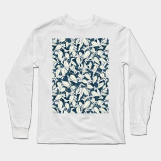 Minimalist Leaf Line Art Illustration as a Seamless Surface Pattern Design Long Sleeve T-Shirt